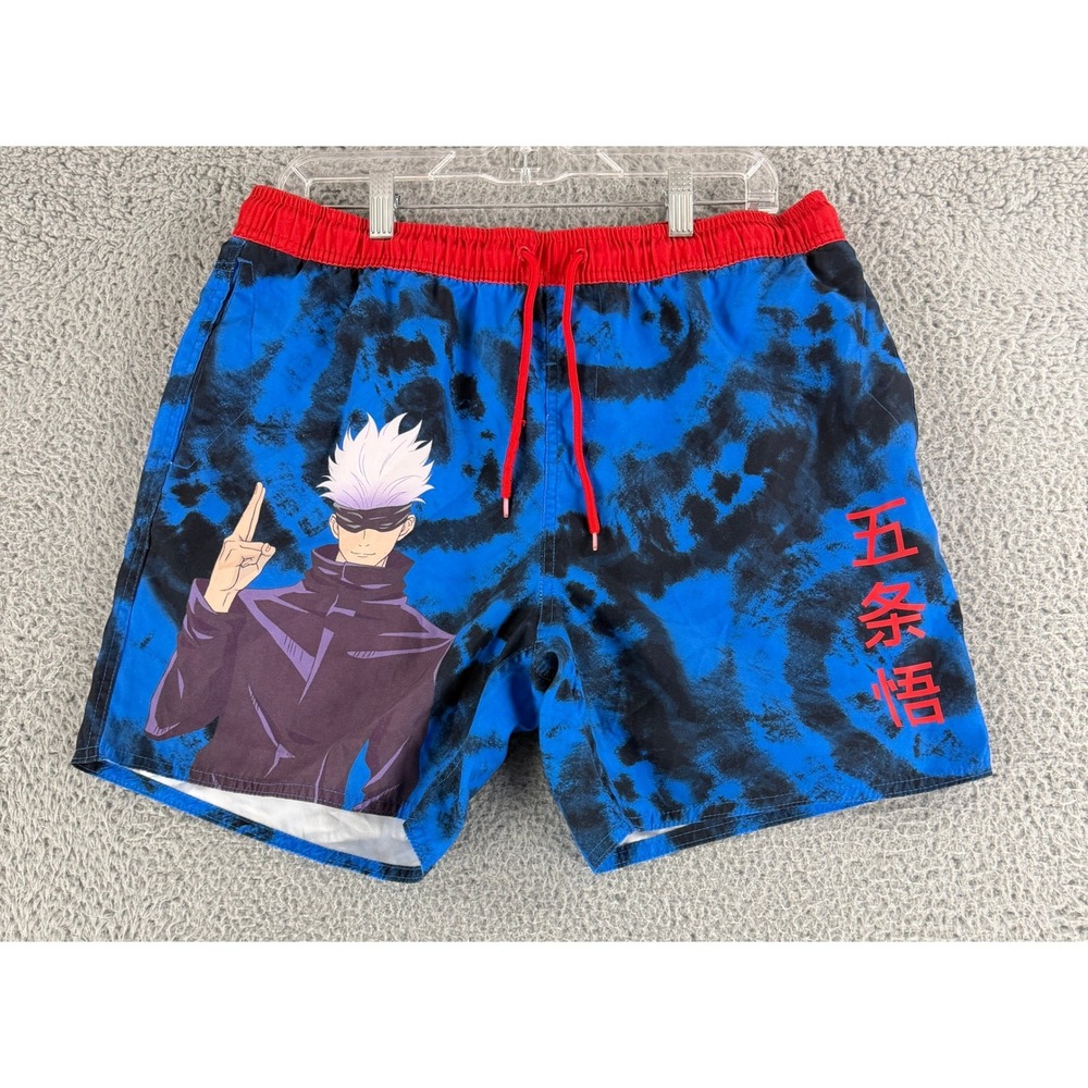 Hot Topic Jujutsu Kaisen Swim Trunks Mens L Blue Gojo Tie Dye Anime Shorts